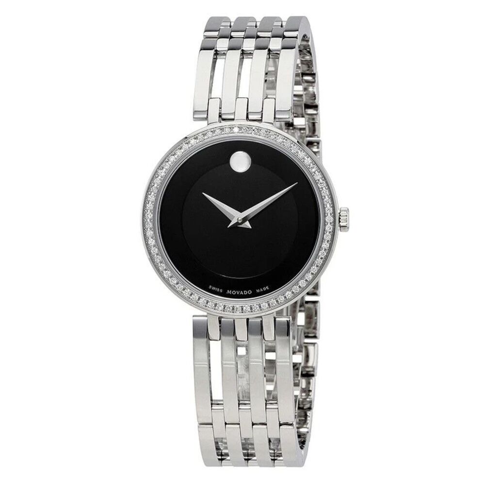 Movado Esperanza Black Dial Womens Watch 607052 Stainless Steel Swiss Quartz